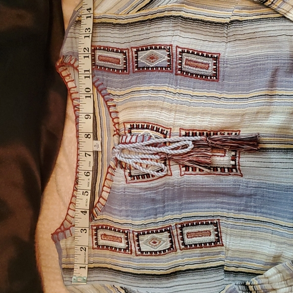 New Directions Womens Blue Striped Boho 3/4 Sleeve Embroidered Blouse-EUC-Sz S - Picture 11 of 15